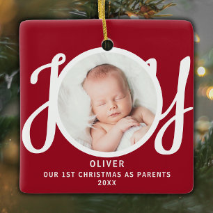 Ornement En Céramique Premier Noël en tant que parents Photo souvenir Ro