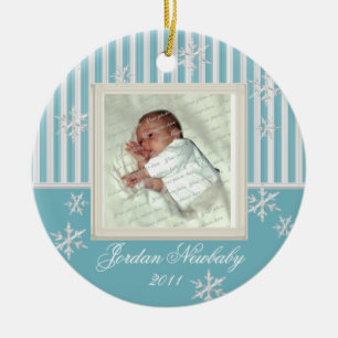 Ornement En Céramique Premier Noël Flamme de neige bleu clair