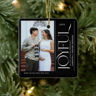 Ornement En Céramique Premier Noël joyeux Couple enceinte Photo
