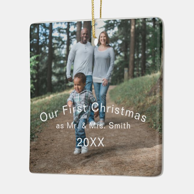 Ornement En Céramique Premier Noël Marié en tant que M. & Mme PHOTO (Gauche)