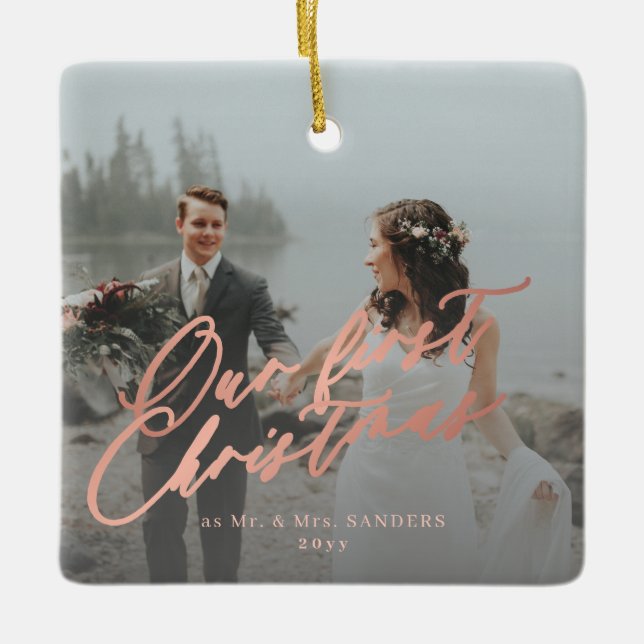 Ornement En Céramique Premier Noël marié M. et Mme 2 photo (Devant)