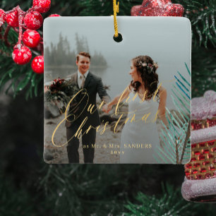 Ornement En Céramique Premier Noël marié M. et Mme 2 photo