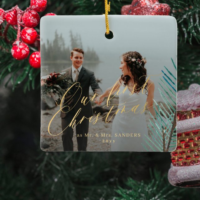 Ornement En Céramique Premier Noël marié M. et Mme 2 photo (Créateur téléchargé)