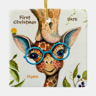 Ornement En Céramique Premier Noël Personnalisé Baby Giraffe Ornament