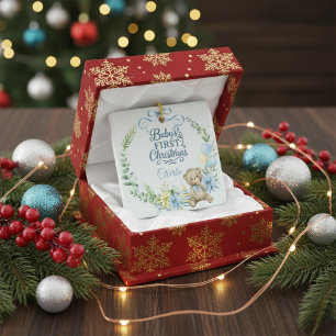 Ornement En Céramique Premier Noël personnalisé du bébé garçon Photo