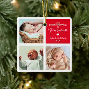 Ornement En Céramique Premier Noël Photo des Grands-Parents Noël