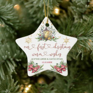 Ornement En Céramique Premier Noël Pine Bow LanMariage de Noël