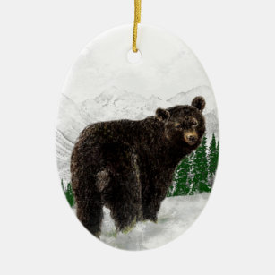 Ornement En Céramique Première chute de neige Black Bear Mountain Wilder