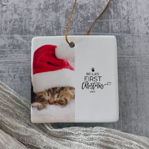 Ornement En Céramique Première fête de Noël du chat