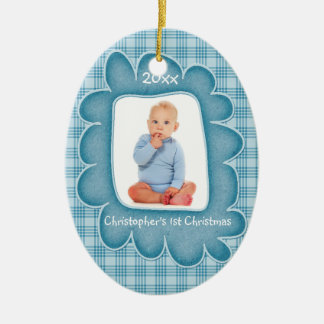 Ornement En Céramique Première photo de Noël du bébé Ornament de garde