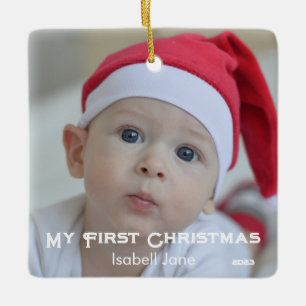 Ornement En Céramique Première photo de nouveau-né de Noël de Chic Baby