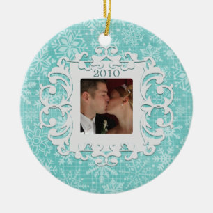 Ornement En Céramique Premières de Noël photo et date faites sur