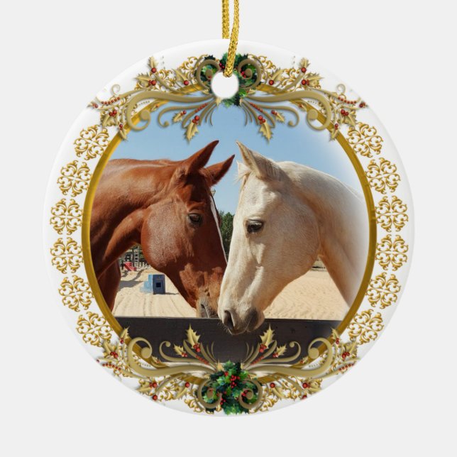 Ornement En Céramique Premiers chevaux de Noël (Devant)