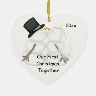 Ornement En Céramique Premiers de Noël COUPLES 2014 de BONHOMME DE NEIG