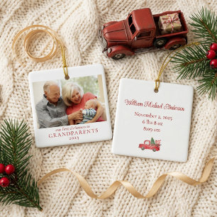 Ornement En Céramique Premiers Noël des Grands-Parents Nouveau Bébé Phot