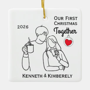 Ornement En Céramique Premiers Noël ensemble pour les amoureux du café