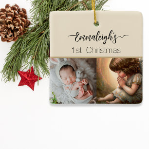 Ornement En Céramique Prier Petite fille Angel Radiant Lumière Halo Phot