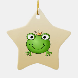 Ornement En Céramique Prince de grenouille. Grenouille de sourire avec