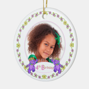 Ornement En Céramique Princess Bears 4e anniversaire photo Keepsaké