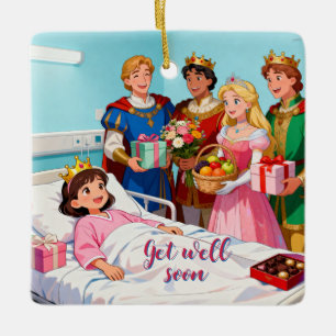 Ornement En Céramique Princesse malade à l'hôpital avec des visiteurs 1