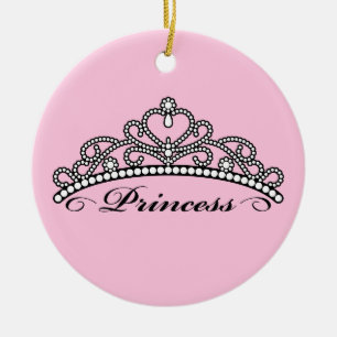 Ornement En Céramique Princesse Tiara Ornament (arrière - plan rose)