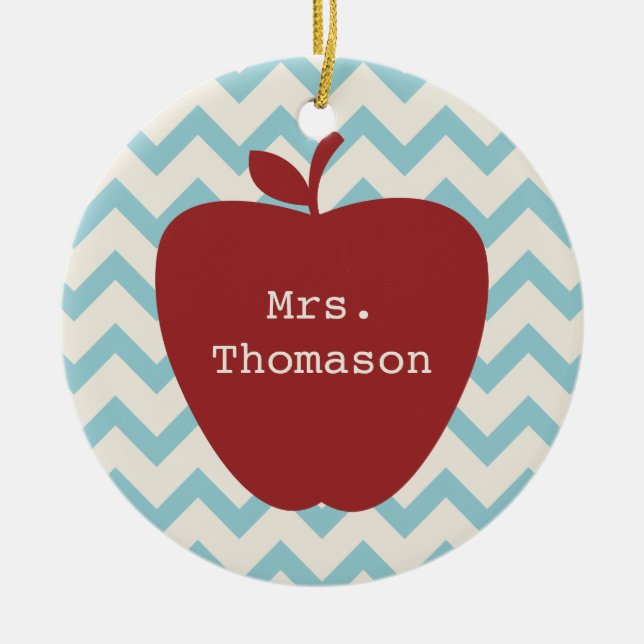 Ornement En Céramique Professeur rouge de Chevron Apple d'Aqua (Devant)