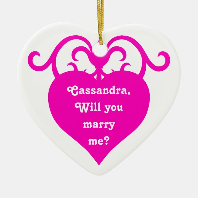 Ornement En Céramique Proposition de mariage cardiaque (Devant)