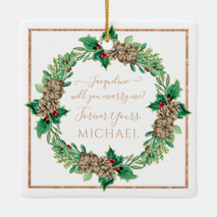 Ornement En Céramique Proposition de Noël Couronne rouge verte feuillage