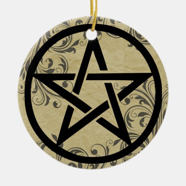 Ornement En Céramique Protéger ce foyer Pentacle Hanger (Devant)