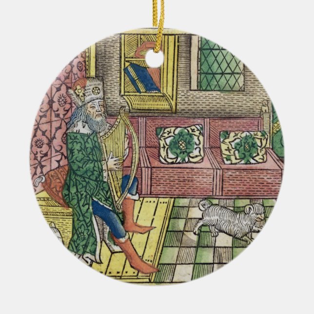 Ornement En Céramique Psaumes : frontispice montrant le Roi David jouant (Devant)