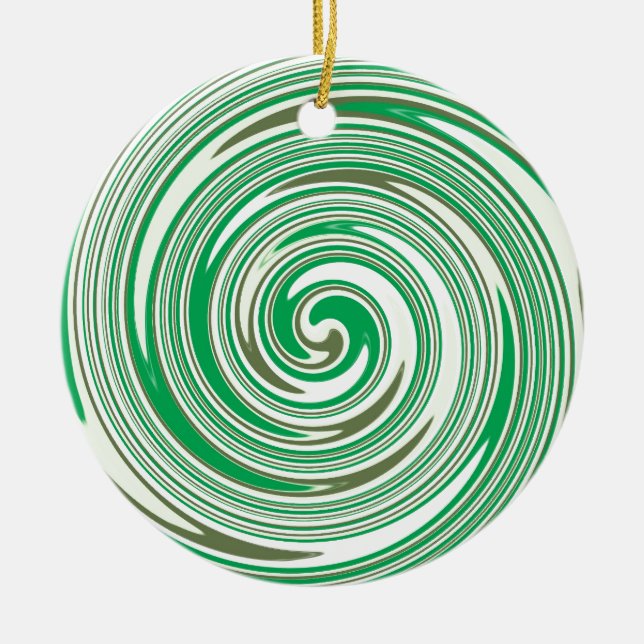 Ornement En Céramique Psychédélic green pinwheel design (Devant)