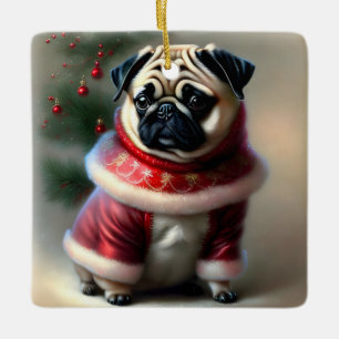 Ornement En Céramique Pug de Christmas