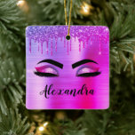 Ornement En Céramique Purple Glitter Sparkle Eyelashes Monogram<br><div class="desc">Purple Faux Foil Parties scintillant d'étincelle métallique broyée Monogramme de métal brossé Nom et cils initiaux (cils),  Extensions d'éyélash et ornements d'yeux. Le design fait le cadeau parfait pour 16 ans,  mariage,  douche nuptiale,  Noël,  anniversaire,  baby shower ou bachelorette pour quelqu'un à la recherche d'un style cool tendance.</div>