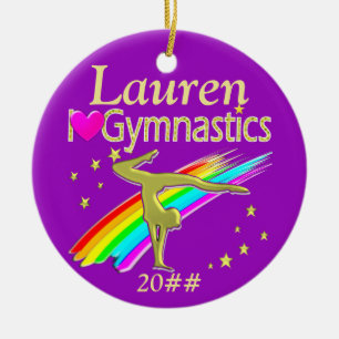ORNEMENT EN CÉRAMIQUE PURPLE LOVE GYMNASTICS PERSONNALISÉ ORNAMENT