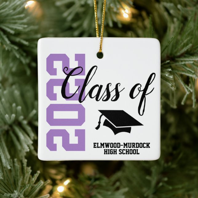 Ornement En Céramique Purple Personalized High School Graduation (Arbre)
