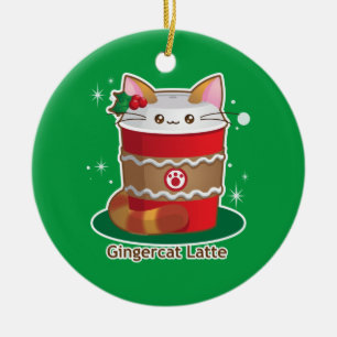 Ornement En Céramique Purrista Pawfee : Café mignon de chat de gingembr