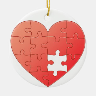Ornement En Céramique Puzzle Heart