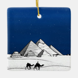 Ornement En Céramique Pyramide noire et blanche Égypte