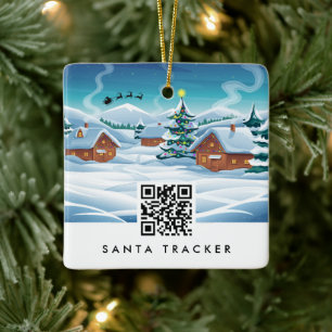 Ornement En Céramique QR Code Père Noël Tracker Kids Modern Christmas Sn