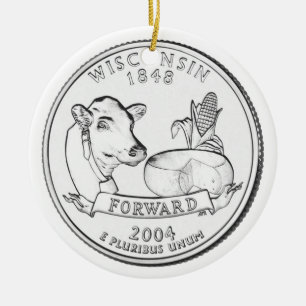 Ornement En Céramique Quart de dollar de l'État du Wisconsin