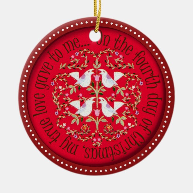 Ornement En Céramique Quatre oiseaux appelants (Devant)