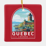 Ornement En Céramique Québec Canada Travel Art Vintage<br><div class="desc">Modèle de déplacement vectoriel rétro du Québec. Le Québec,  niché dans l'est du Canada,  offre un mélange unique de charme européen et d'esprit nord-américain.</div>