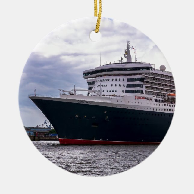 Ornement En Céramique Queen Mary II dans le port de Hambourg (Devant)