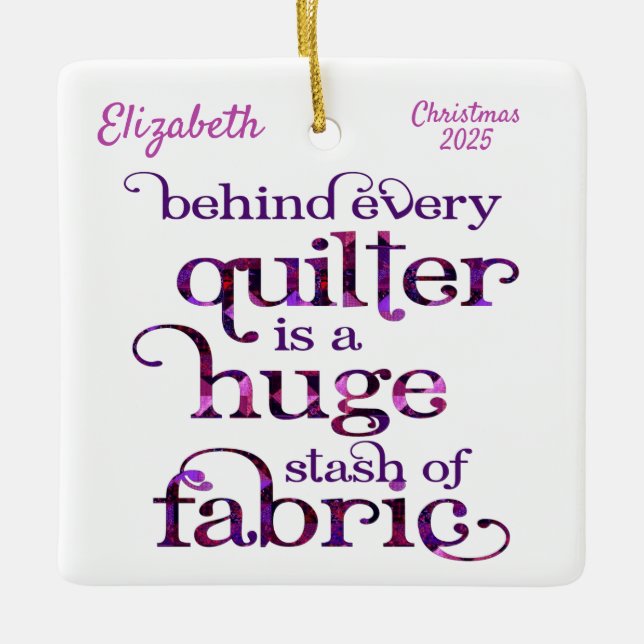 Ornement En Céramique Quilting en tissu de courroie (Devant)