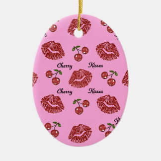 Ornement En Céramique RAB Rockabilly Cherry Kisses on Pink