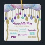 Ornement En Céramique Rainbow Cloud Gold Parties scintillant Bébé Statis<br><div class="desc">Rainbow Cloud Gold Parties scintillant Baby Stats Keepsaké Ornament - Consultez ma boutique pour toute la collection avec ce design!</div>