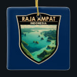 Ornement En Céramique Raja Ampat Indonésie Travel Art Vintage<br><div class="desc">Raja Ampat dans un style vectoriel. Raja Ampat,  ou "Les Quatre Rois",  est un archipel de plus de 1500 îles dans la province indonésienne de Papouasie occidentale.</div>