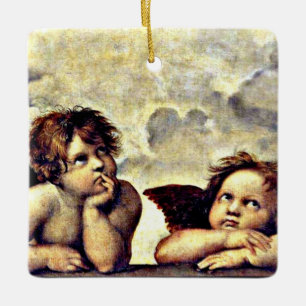 Ornement En Céramique Raphael : Putti, Détail de la Vierge Sixtine,