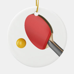 Ornement En Céramique Raquette et boule de ping-pong