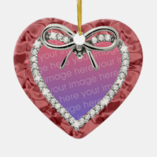Ornement En Céramique Red Diamond Heart Frame Ornament